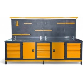 Resim Dorf Pro Seri Takım Tezgahı - 3 Metre Model (Siyah & Turuncu) 