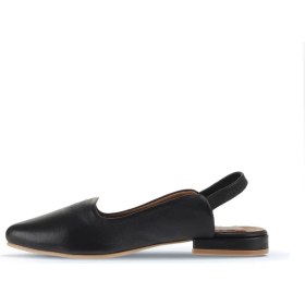 Resim Bueno Shoes Kadın Düz Sandalet Siyah Khv-Bej Dana Derisi 1 cm Topuklu Şık Tasarım 