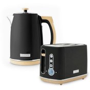 Resim Haden Dorchester 2'li Set Kettle ve Ekmek Kızartma Makinesi, Mat Siyah ve Ahşap Vurgular 