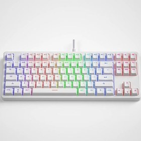 Resim Valkyrie Leaven K870 Blue Switch Mekanik Gaming Oyun Klavyesi RGB 61 Key Mavi Tuş Type-C Klavye BEYAZ 