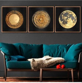 Resim Soyut Kanvas Tablo Altın 3 Parça Set 83 