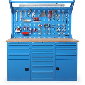 Resim starçelik 13 Çekmeceli Dolaplı Takım Asma Panolu Çalışma Tezgahı (1850x650x1944 mm ) 