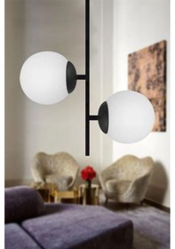 Resim Eray Aydınlatma Opal Camlı 2li Siyah Avize Siyah 