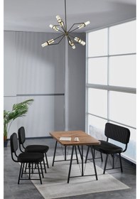 Resim Mygusi Hayat 2 Sandalyeli 1 Bench Yemek Masa Takımı Atlantik Çam Siyah 