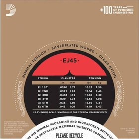 Resim D'Addario EJ45 Pro-Arte Serisi Klasik Gitar Tel Seti (Normal Tension - Gümüş Sarım) 