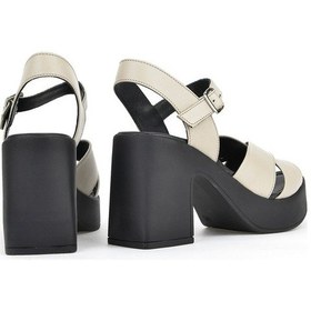 Resim Ziya, Kadın Hakiki Deri Topuklu Sandalet 121992 28000 Buz 