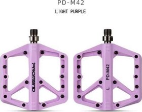Resim Promend Renkli Platform Pedal MTB Freeride Kaymaz Rulmanlı Plastik Pedal Ultra Hafif Açık Mor Renk 