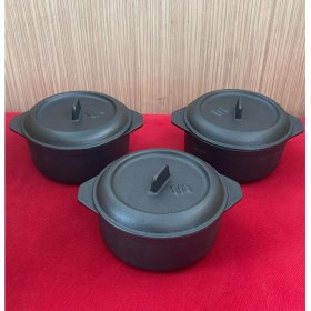 Resim Sürel 12 cm 3'lü Yuvarlak Set Güveç Tencere Mat Siyah 