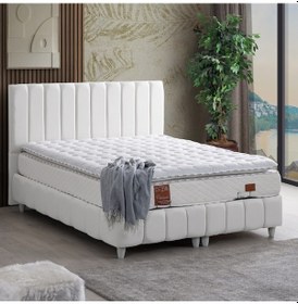 Resim Narva Çift Kişilik Baza Başlık Real Pedli Yatak Seti Beyaz 140 x 190 