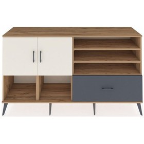 Resim Hyperion Konsol 7 Raflı Tek Çekmeceli 2 Kapaklı 176x44x99 Çam-ayt Çam-aytaşı/antrasit 