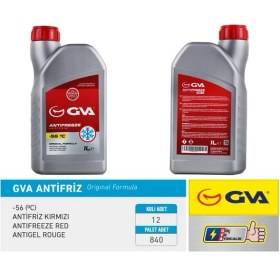 Resim GVA ANTİFRİZ 1 LT -56 C KIRMIZI LONG LİFE KOLI 12 AD ORGANIK (12 ADET) 