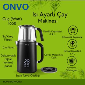 Resim Empressco Dijital ekranlı, ayarlı elektrikli çay makinesi, şık ve kullanışlı tasarım, siyah renk 