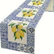 Resim Keten Masa Örtüsü 33.02 cm Genişliğinde - Yemek ve Parti Dekorasyonu için Limon Desenli, Dokuma Dikdörtgen Mutfak Masası Örtüsü, İç ve Dış Mekan Masa Örtüsü - Birden Fazla Boyutta Mevcut (1 Adet) 
