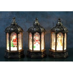 Resim Periboia Yılbaşı Temalı Işıklı Kar Küresi Siyah Tasarım 