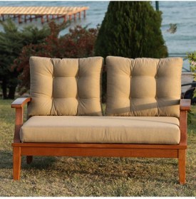 Resim Çengelköy Ikili Ahşap Koltuk - Evinizde, Bahçenizde (Minderli) 