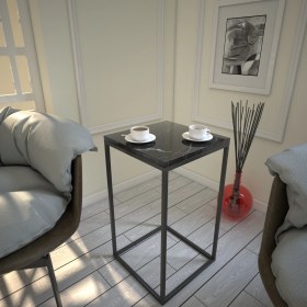 Resim Pasific Home Pure Yan Sehpa, Metal Yan Sehpa ,Siyah Mermer 