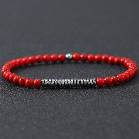 Resim 1 adet Boho El Yapımı 4mm Turkuaz Bilezik, El Yapımı Doğal Taş Boncuklu Hematit Bilezik, Erkekler İçin Hediye, Günlük Kol Bilekliği Takı 