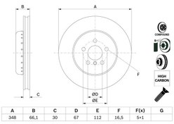 Resim BOSCH 0986479F57 | Disk On (Ad) 19-3-Seri (G20-G80-G28-G21-G81) 5-Seri (G30-F90-G31) X3-X5-X6 | 2 Adet 