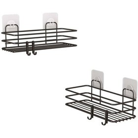 Resim Teknotel Yapışkanlı Kancalı 2 Adet Banyo Rafı Mat Siyah St217H Siyah 
