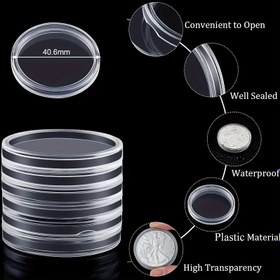 Resim 10 adet Şeffaf Yuvarlak Ekran Kutuları - Açık Kapaklı Şeffaf Saklama Kutuları, Madeni Paralar, Madalyalar, Koleksiyonlar için - Ev, Ofis veya Mağaza Dekorasyonu için İdeal - Dayanıklı Plastik Yapı, Koleksiyon Koruma, Şık Görünüm, Yüksek Kaliteli Plastik, Madalya Tutucu, Plastik Kapsül, Para Tasarruf Kutusu, Para Kutusu, Penny Albümü 
