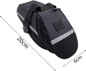 Resim Aputue bisiklet sele çantası, su geçirmez 600D polyester, hızlı bırakma sistemi ile koltuk altı montajı, yansıtıcı şeritli tasarım, arka ışık askısı, dağ ve yol bisikleti için kompakt çanta 