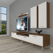 Resim Decoraktiv Eko 5220D Mdf Krom Ayaklı Tv Ünitesi Tv Sehpası - Ceviz - Beyaz 