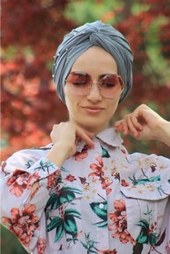 Resim Sahra Şal Dünyası Incili Dolama Bone Gri ( Hazır Model ) 
