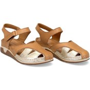 Resim Elit Rhmm-01 Kadın Hakiki Deri Ortopedik Düz Sandalet Taba Taba 