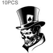 Resim 10 Adet Joker İskelet Kafatası Oyun Kartları Poker Canavar Şapka Şekli Vinil Araba Etiketi, Boyut: 11.3x17.6cm Siyah 