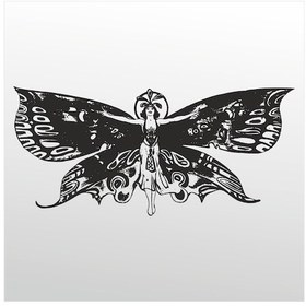 Resim Folyo Sticker Kelebek Kadın 50cm Uzunluk Siyah 
