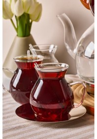 Resim Keyf-i Ala Şeffaf Premium 20 Parça Indüksiyon Tabanlı Borosilikat Çay Seti Seffaf Şeffaf 