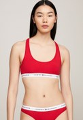Resim Tommy Hilfiger Kadın Marka Logolu Beyaz Elastik Bantlı Kırmızı Spor Sütyeni Uw0uw03820-xlg 