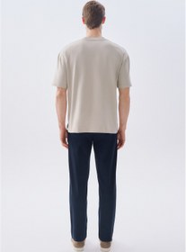 Resim Mudo Erkek Lacivert Straight Fit Beli Lastikli Pantolon 