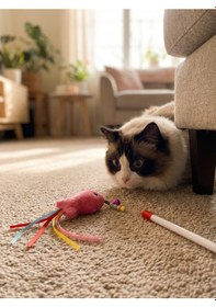 Resim Runaway Balıklı Kedi Oyun Oltası 90 Cm Esnek Ve İnteraktif 