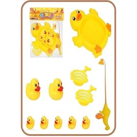 Resim Balık Tutma Yakalama Oyunu 10 Parça Mıknatıslı Oltalı Ördek Ve Yavruları Eğlenceli Eğitici Oyuncak 