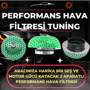 Resim CybillStore Performans Krom Hava Filtresi Mantar Filtre Her Araca Uygun Yeşil Spor Model 