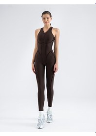 Resim Lismina Sculpt Line Askılı Spor Tayt Tulum Kahverengi 