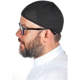 Resim Lüks Çelik Örme Namaz Takkesi Siyah 1 Adet 