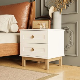 Resim 3780 Desa 2 Çekmeceli Membran Kapaklı Teleskopik Raylı (MDF Profil Ayaklı) Komodin Beyaz - Sepet 