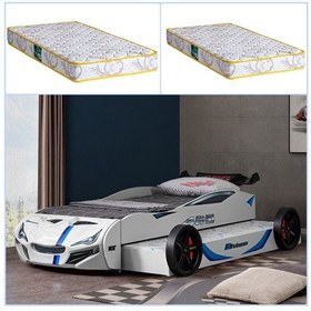 Resim Setaymobilya Merso Yavrulu Araba Yatak Beyaz + 2 Adet Comfort Yatak 