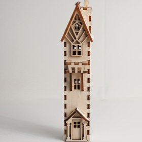Resim B7 El Yapımı Ahşap Avrupa Mimarisi Modeli Kule - Vintage Tarzı, Montaj Gerektirmez, Yapay Ahşap Masaüstü Dekoru Ev ve Ofis İçin, Yeni Yıl Sergisi İçin İdeal, Minyatür Binalar 