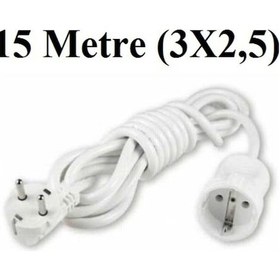 Resim Topraklı Uzatma Seyyar Kablosu 15 Metre Tekli Priz 3x2,5 Mm Seyya 