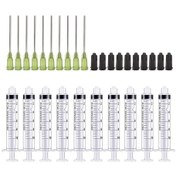 Resim Endüstriyel Tutkal Yağ Mürekkebi İçin 14ga16ga18ga20ga21ga22ga Ve 25ga Künt Uçlu İğneler Ve Kapaklar İle 1/3/5/10/20ml Şırıngalar 30 Pack-10ml 
