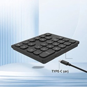 Resim Zilvana Bluetooth Bağlantılı Sayısal Numpad - Siyah/gümüş - Tip-C Girişli Mini Klavye 