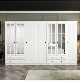 Resim Kale 7 Mebran Kapaklı 4ç Taçlı Dolap - Beyaz 210cm 