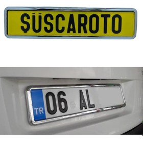 Resim Krom Çerçeveli Esnek Araç Takmatik Plakalık Oto Plakalık Plaka Altı Altlığı 1 Adet (00) (ŞüsCarOto Aksesuar) 