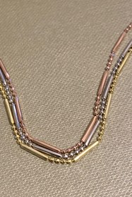 Resim Dört Top Ve Çubuk Zincir Gümüş Halhal - Pembe altın 