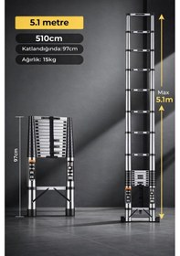 Resim Clımbex Titan 5 Metre Teleskopik Merdiven Güvenli Kilit Sistemli Profesyonel Model 