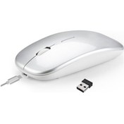 Resim Hxsj M90 2,4 Ghz Ultra İnce Sessiz Kablosuz Mouse Gümüş 