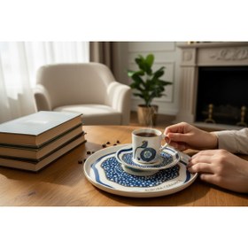 Resim PORSER Pavo Stolt Pasta Seti ve Kahve Fincanı 6 kişilik set 